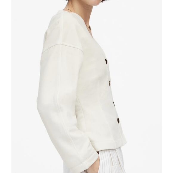 Madewell Waisted Cardigan Sweatshirt WMNS L Off White Button Up V-neck NU853 LS - Picture 5 of 14